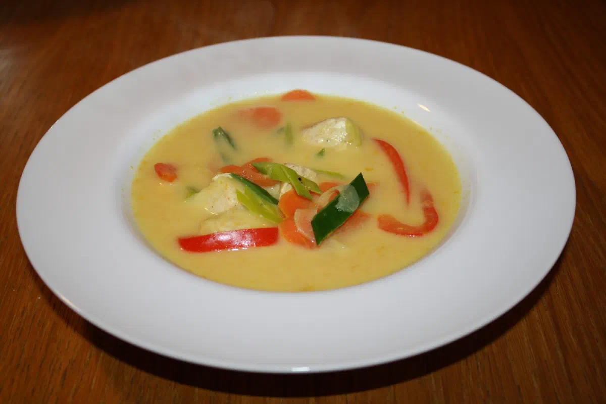 Karrysuppe med kylling og grøntsager