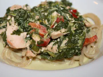 Linguine med laks og spinat, billede 4
