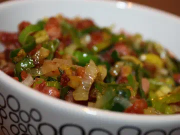 Vintersuppe med bacon-porre topping, billede 4